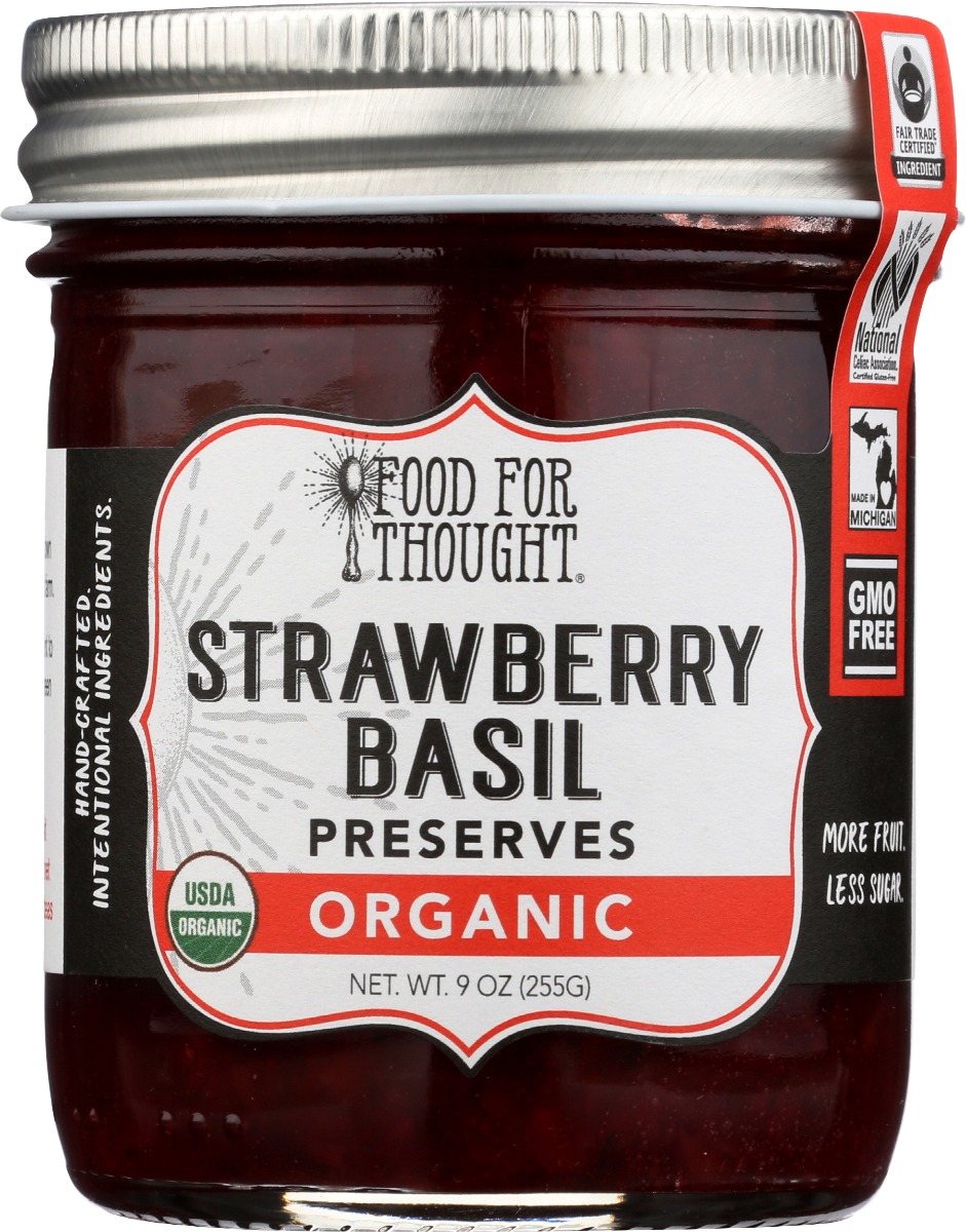 Picture of Food for Thoughts KHRM00378941 9 oz Organic Strawberry Basil Preserves