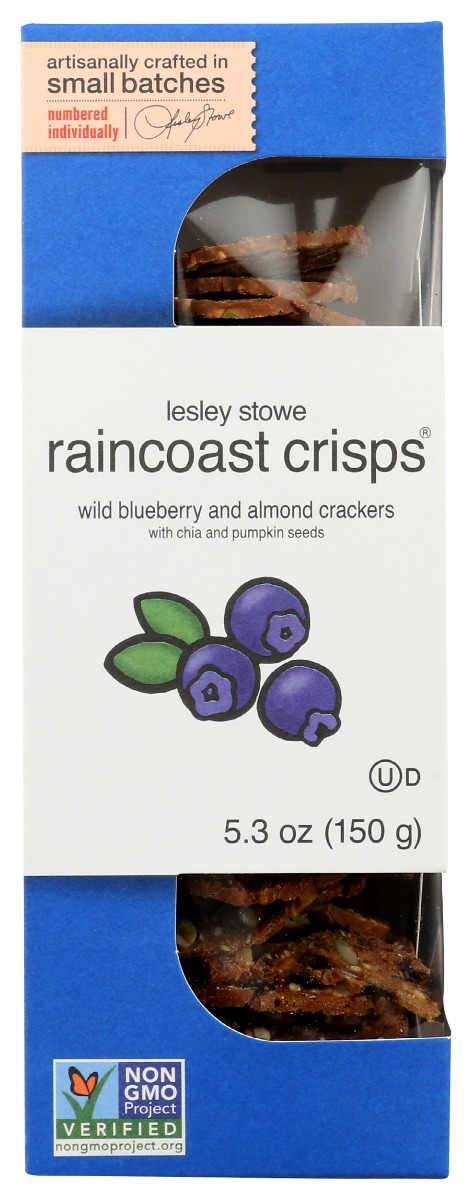 Picture of Lesley Stowe KHCH00381825 5.3 oz Wild Blueberry & Almond Raincoast Crisps Crackers