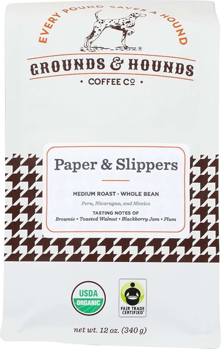 Picture of Grounds & Hounds Coffee KHRM00345485 12 oz Paper Slippers Whole Bean Coffee