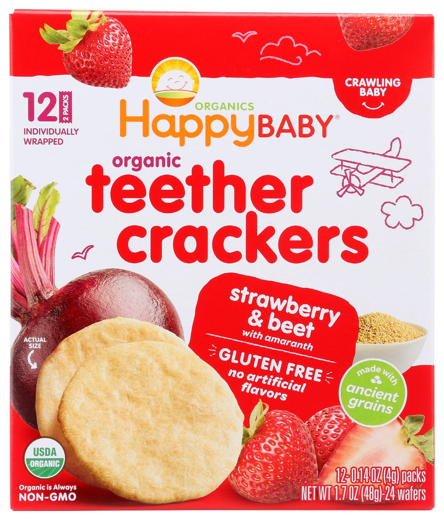 Picture of Happy Baby KHRM00357134 1.7 oz Strawberry & Beet Baby Teether Cracker