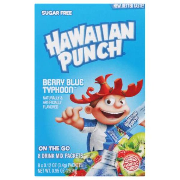 KHRM00358441 0.95 oz Berry Blue Typhoon On The Go 8 Drink Mix Packets -  Hawaiian Punch
