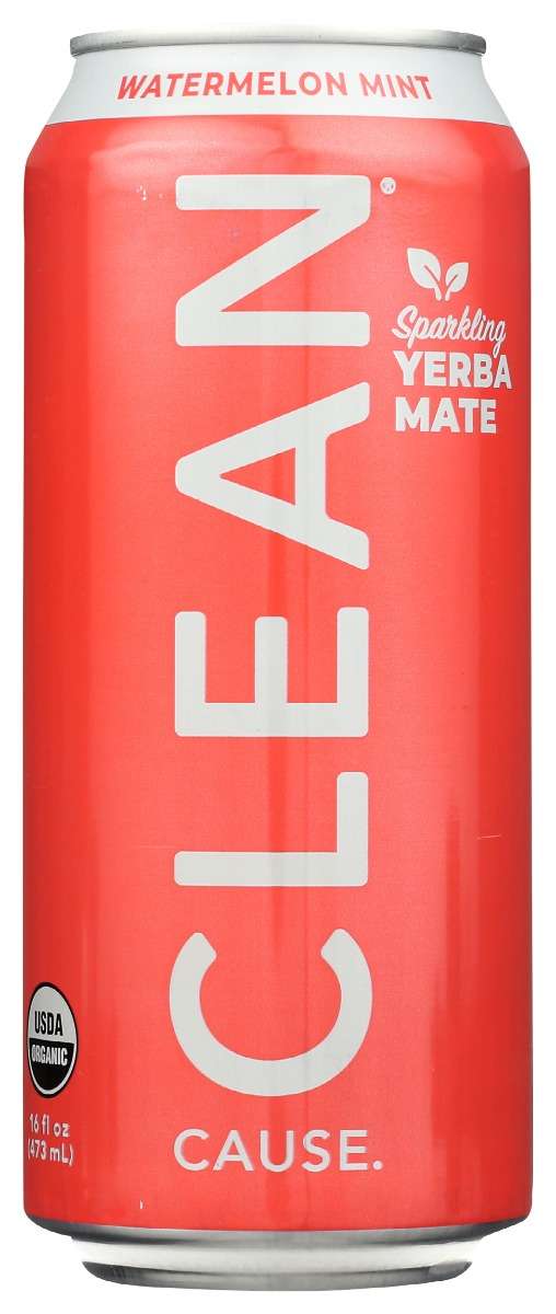 Picture of Clean Cause KHRM00363049 16 fl oz Watermelon Mint Sparkling Yerba Mate Water