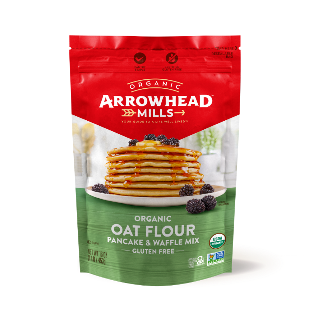 Picture of Arrowhead Mills KHRM00387222 16 oz Organic Oat Flour Pancake Waffle Mix