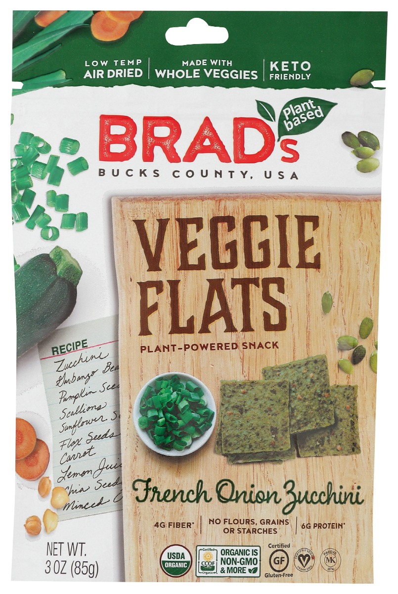 Picture of Brads Plant Based KHCH00380653 3 oz French Onion Zucchini Veggie Flats