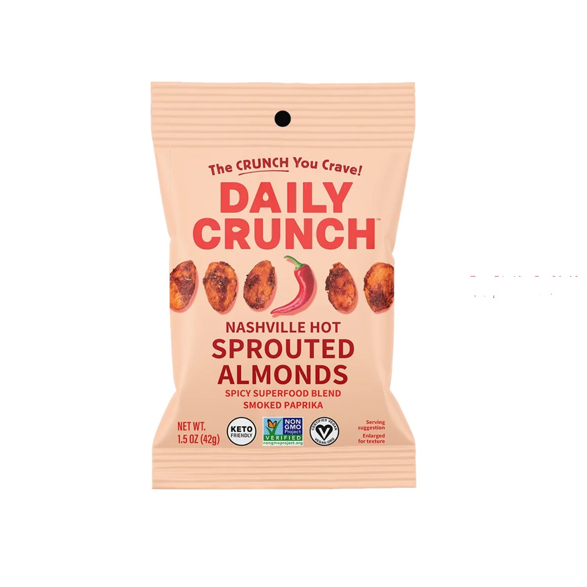 Picture of Daily Crunch KHCH00394240 1.5 oz Nashville Hot Sprouted Almonds Nuts