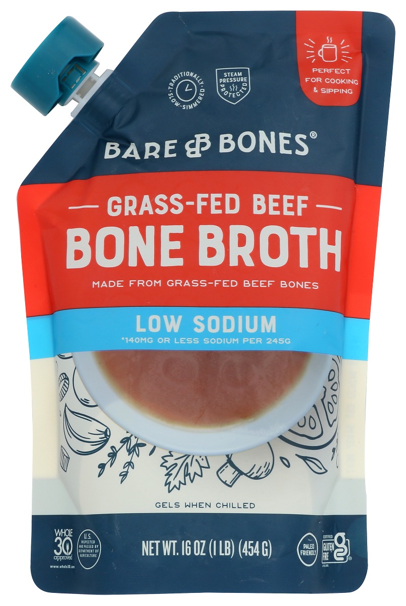 Picture of Bare Bones KHRM02202155 16 oz Broth Beef Bone Low Sodium Gluten Free Soup
