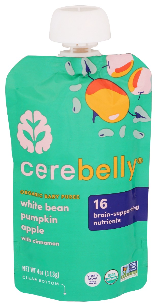 Picture of Cerebelly KHRM00388588 4 oz White Bean Pumpkin Apple Organic Puree Baby Food