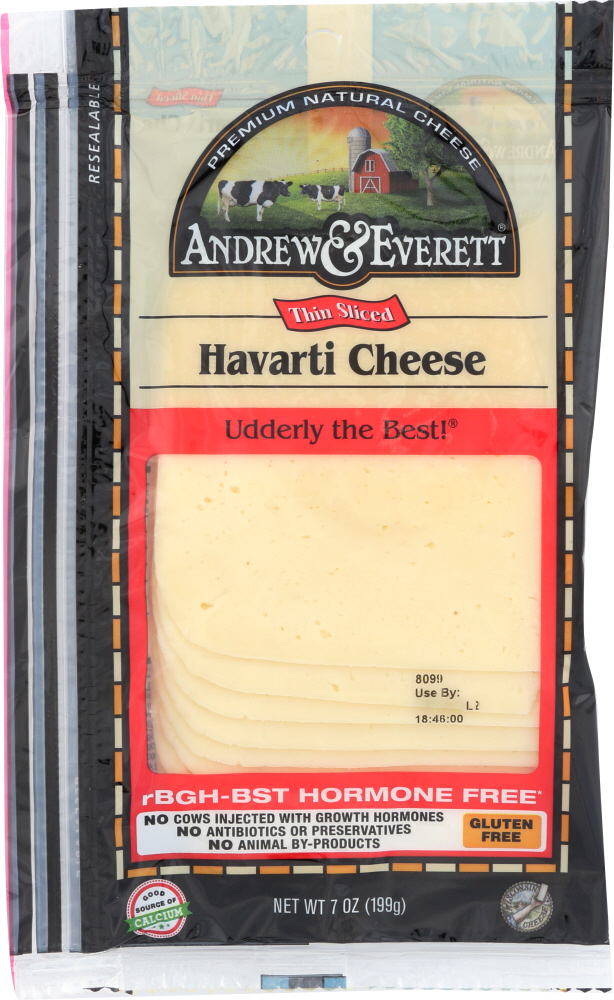 Picture of Andrew & Everett KHFM00330402 7 oz Havarti Sliced Cheese