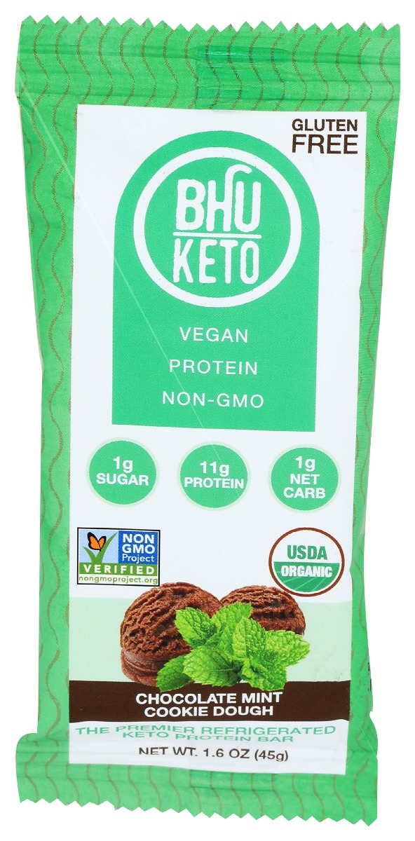 Picture of Bhu Foods KHCH00378301 1.6 oz Chocolate Mint Cookie Dough Keto Protein Bar