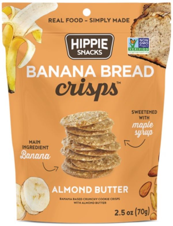 Picture of Hippie Snacks KHRM02204301 2.5 oz Almond Butter Banana Bread Crisps