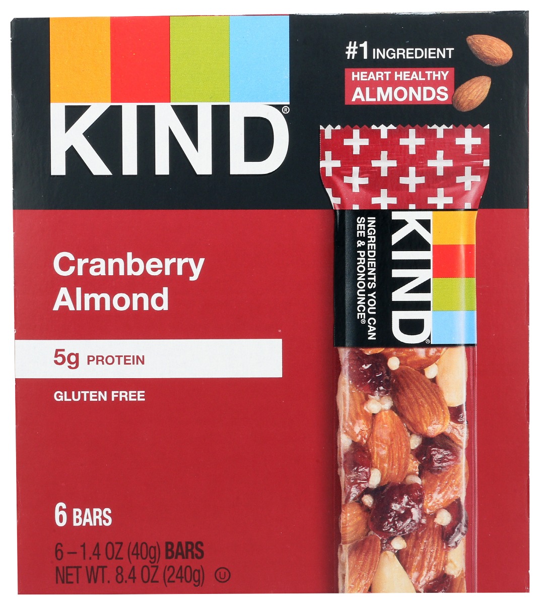 Picture of Kind KHRM00337892 8.4 oz Cranberry Almond with Macadamia Nuts Bar, 6 Count