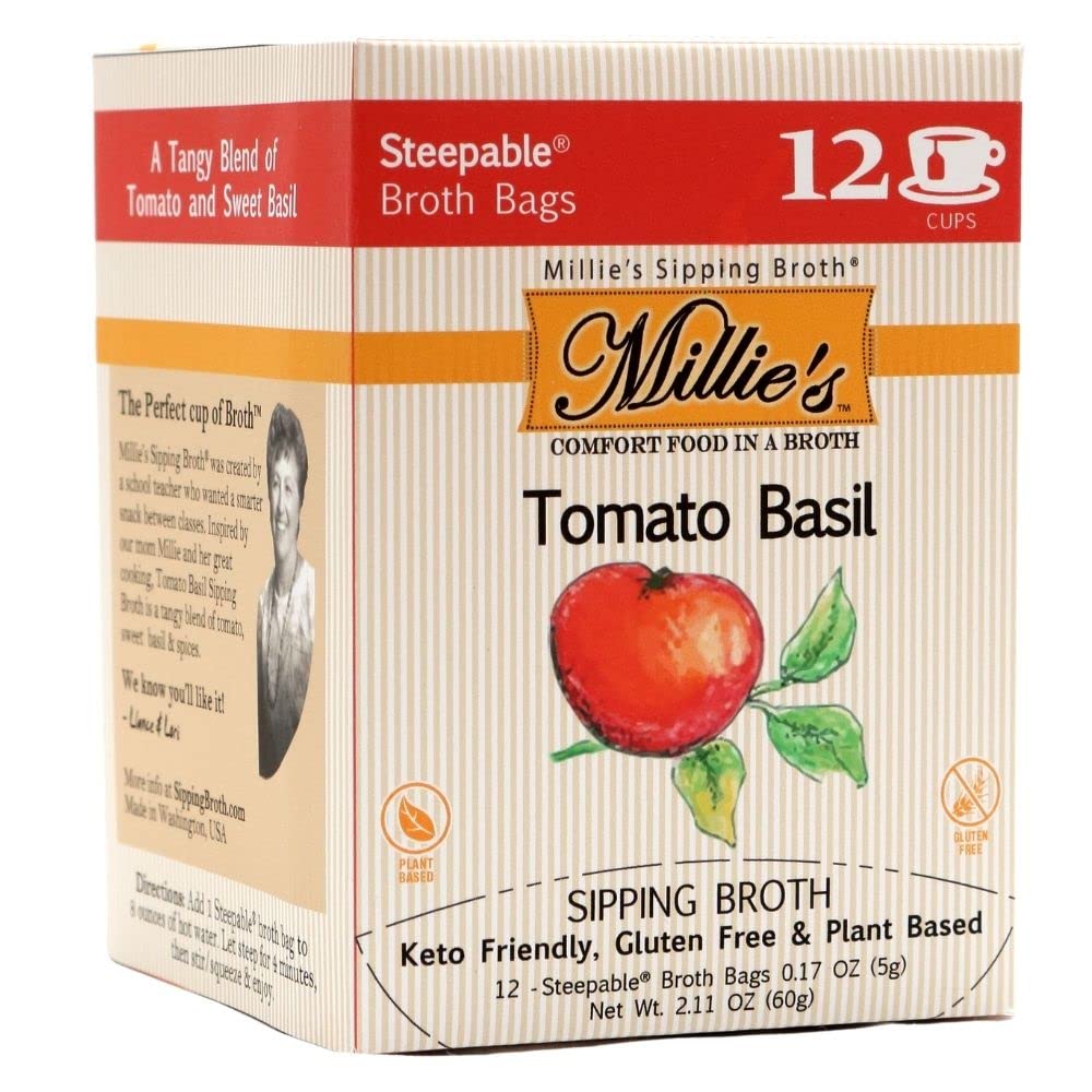 Picture of Millies Sipping Broth KHRM00407253 Tomato Basil Broth Soup Bags - 12 Count