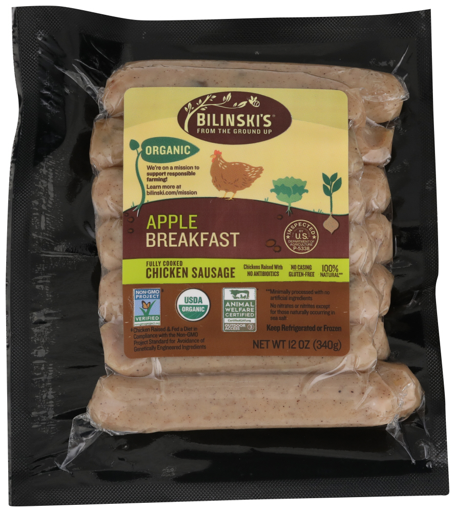 Picture of Bilinskis KHLV00345224 12 oz Organic Apple Breakfast Chicken Sausage