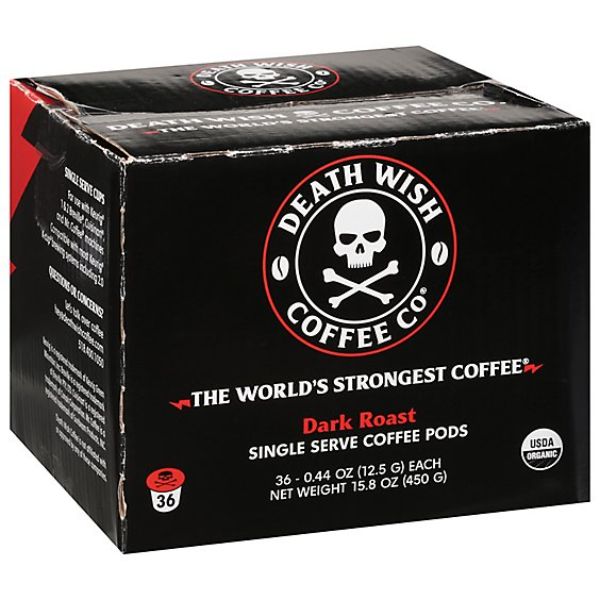 Picture of Death Wish Coffee KHRM00389280 Dark Roast Single Serve Coffee, 36 Count