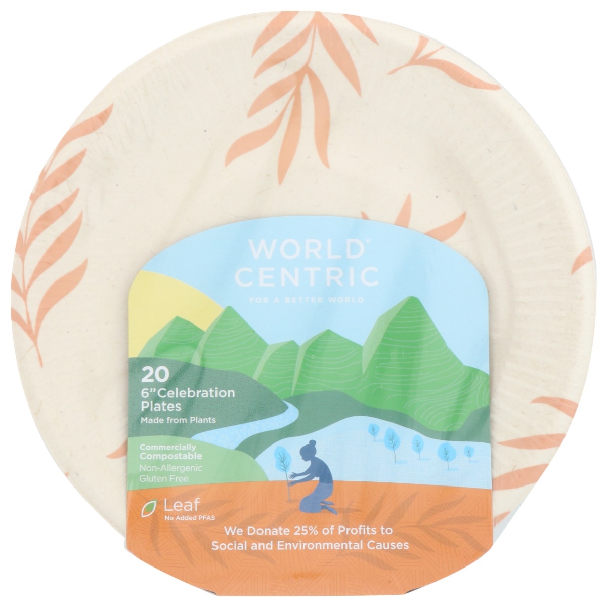 Picture of World Centric KHRM02205631 6 in. Compostable Celebration Plate - 20 Piece