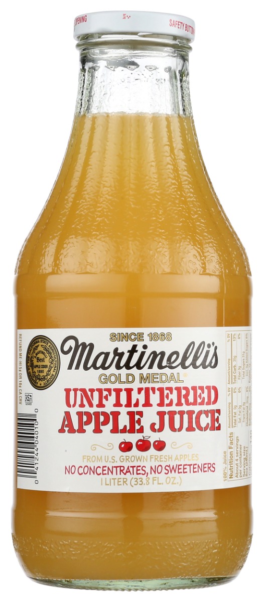Martinelli KHCH02202945 33.8 fl. oz Unfiltered Apple Juice -  Martinellis
