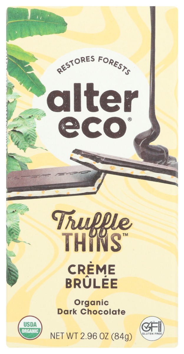 Picture of Alter Eco KHCH02208128 2.96 oz Creme Brulee Truffle Thins Chocolate Bar