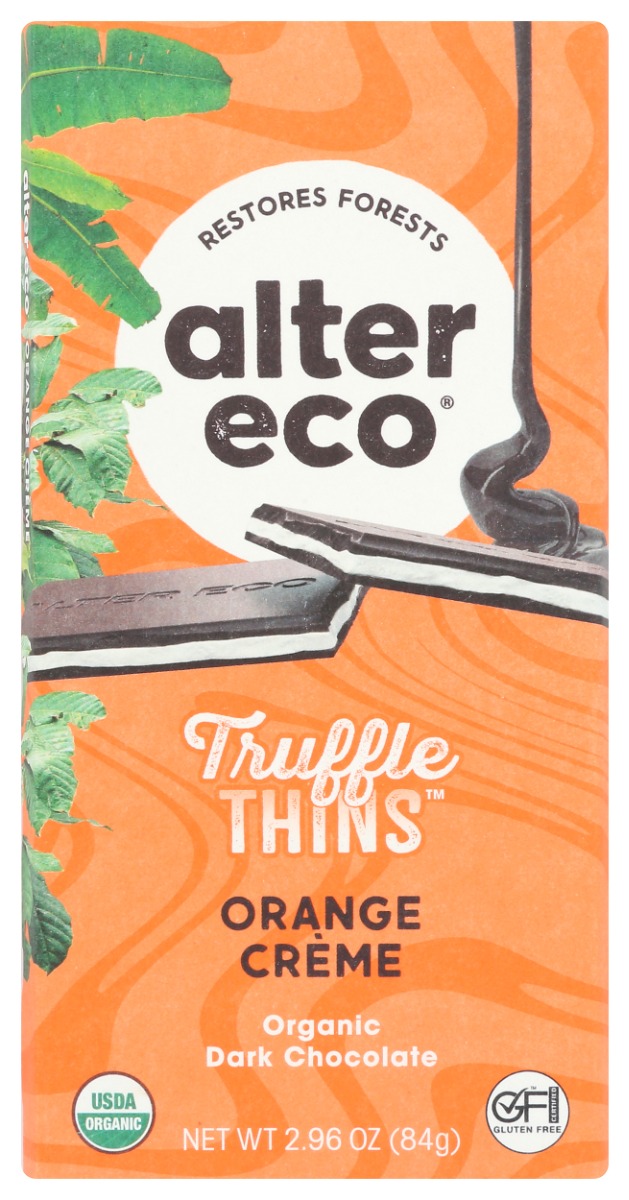 Picture of Alter Eco KHCH02208133 2.96 oz Orange Creme Truffle Thins Chocolate Bar