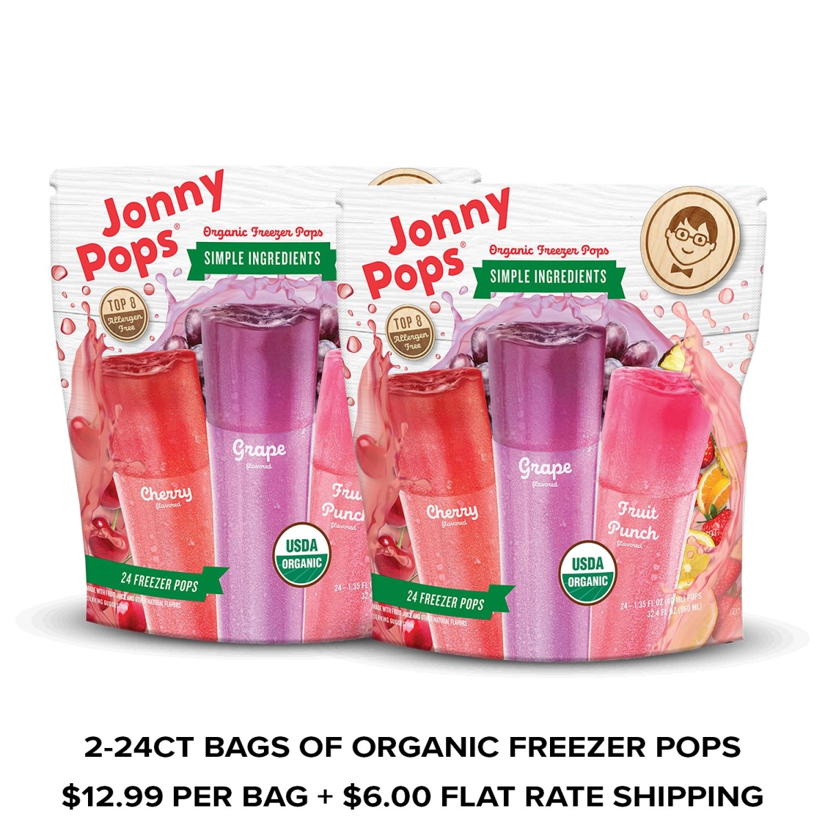 Picture of Jonnypops KHCH00394068 32.4 fl oz Organic Freezer Pops Variety Pack, 24 Piece