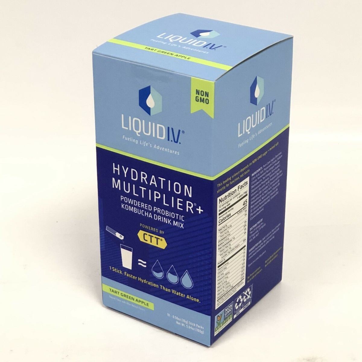 Picture of Liquid I.V KHCH00396563 5.64 oz Tart Green Apple Hydration Multiplier Plus Probiotic Kombucha Box, 10 Count