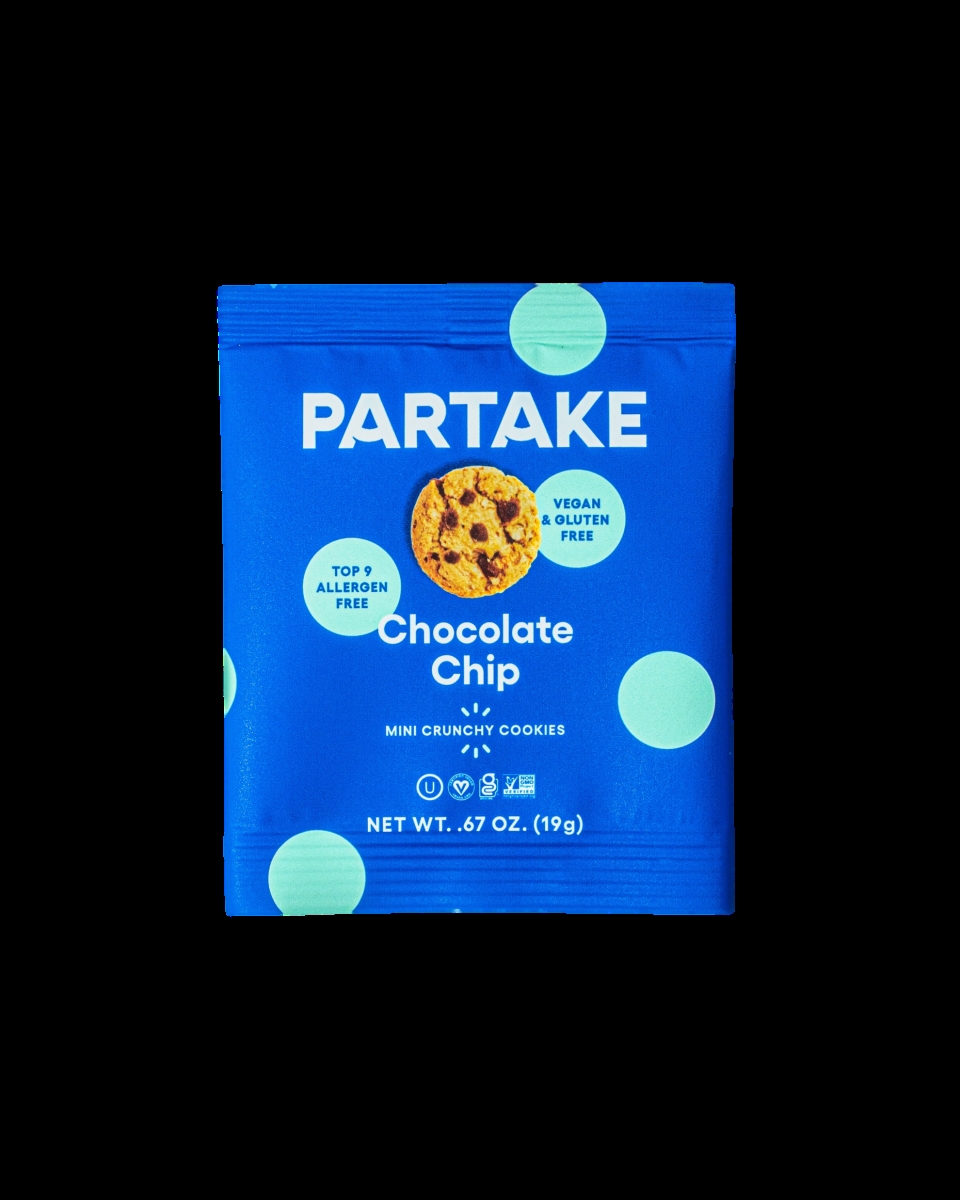 Picture of Partake Foods KHCH02205538 6.7 oz Crunchy Chocolate Chip Mini Cookies, 10 Count