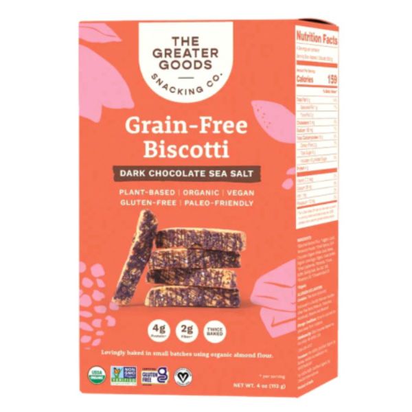 Picture of The Greater Goods Snackin KHLV02204864 4 oz Dark Chocolate & Sea Salt Biscotti