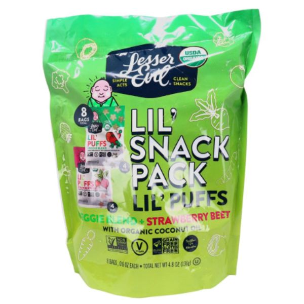 Picture of Lesser Evil KHLV02208397 4.8 oz LIL Puffs Snack Pack, 8 Piece