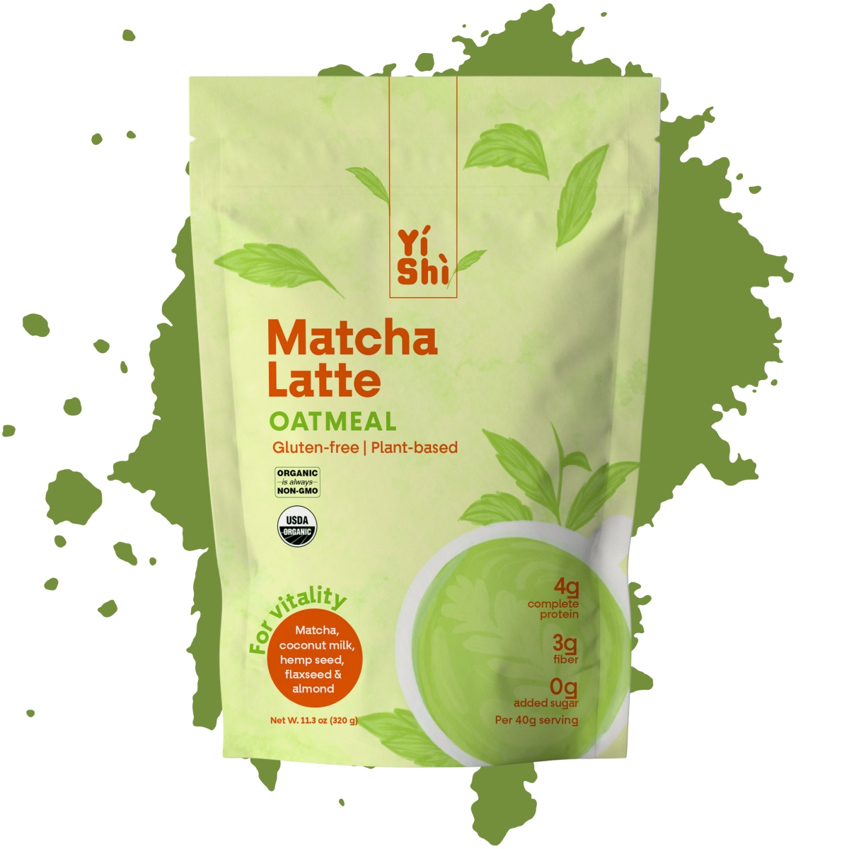Picture of Yishi KHRM02300648 8.5 oz Matcha Latte 6 Serving Oatmeal Pouch
