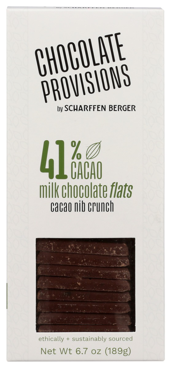 Picture of Scharffen Berger KHLV02209027 6.3 oz 41 Percent Milk Chocolate with Cacao Nibs Flats