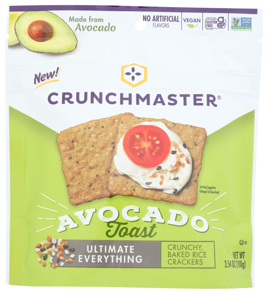Picture of Crunchmaster KHRM02209090 3.54 oz Ultimate Everything Avocado Toast Crunchy Baked Rice Crackers