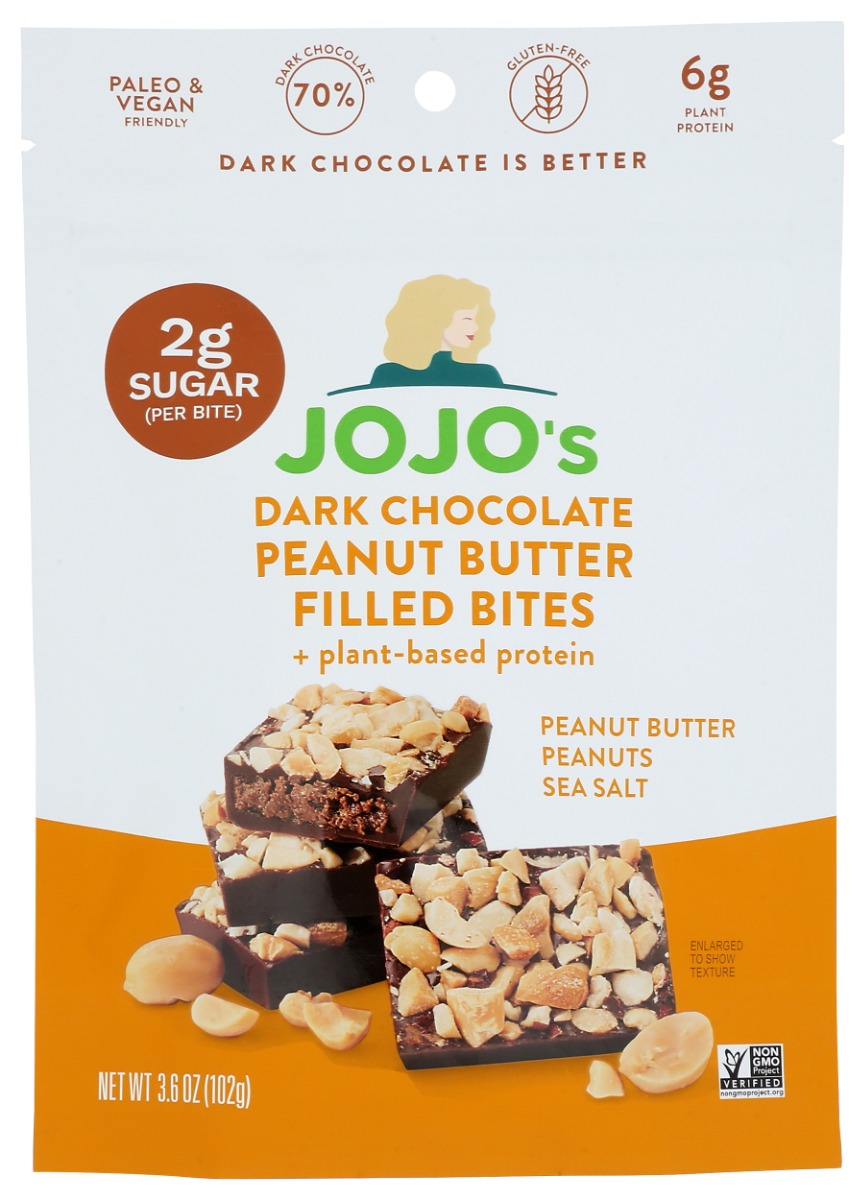 Picture of Jojos Chocolate KHCH00369252 3.6 oz Dark Chocolate Peanut Butter Filled Bites