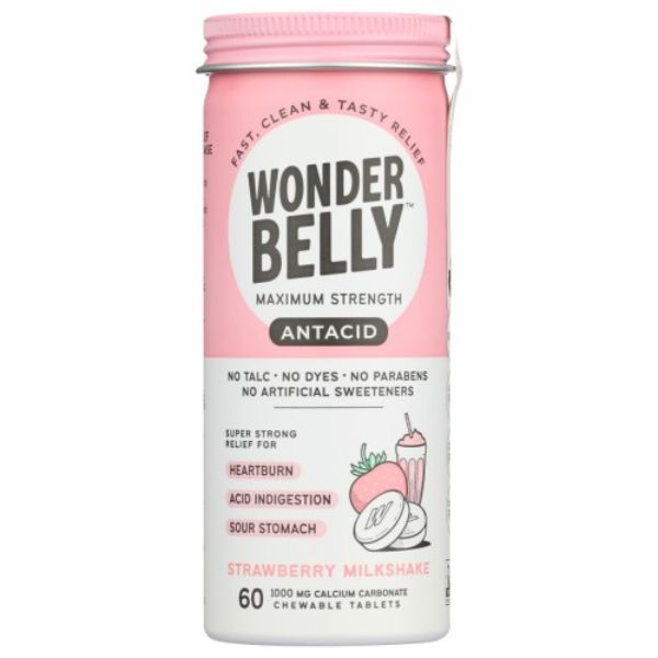 Picture of Wonderbelly KHLV02300615 Strawberry Milkshake Antacid Chews - 60 Tablets