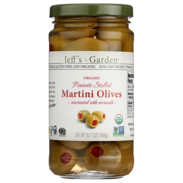 Picture of Jeffs Garden KHCH02208287 12 fl oz Organic Pimiento Stuffed Martini Olives