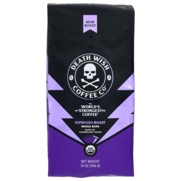 Picture of Death Wish Coffee KHRM00398943 14 oz Organic Whole Bean Espresso Rost Cofee