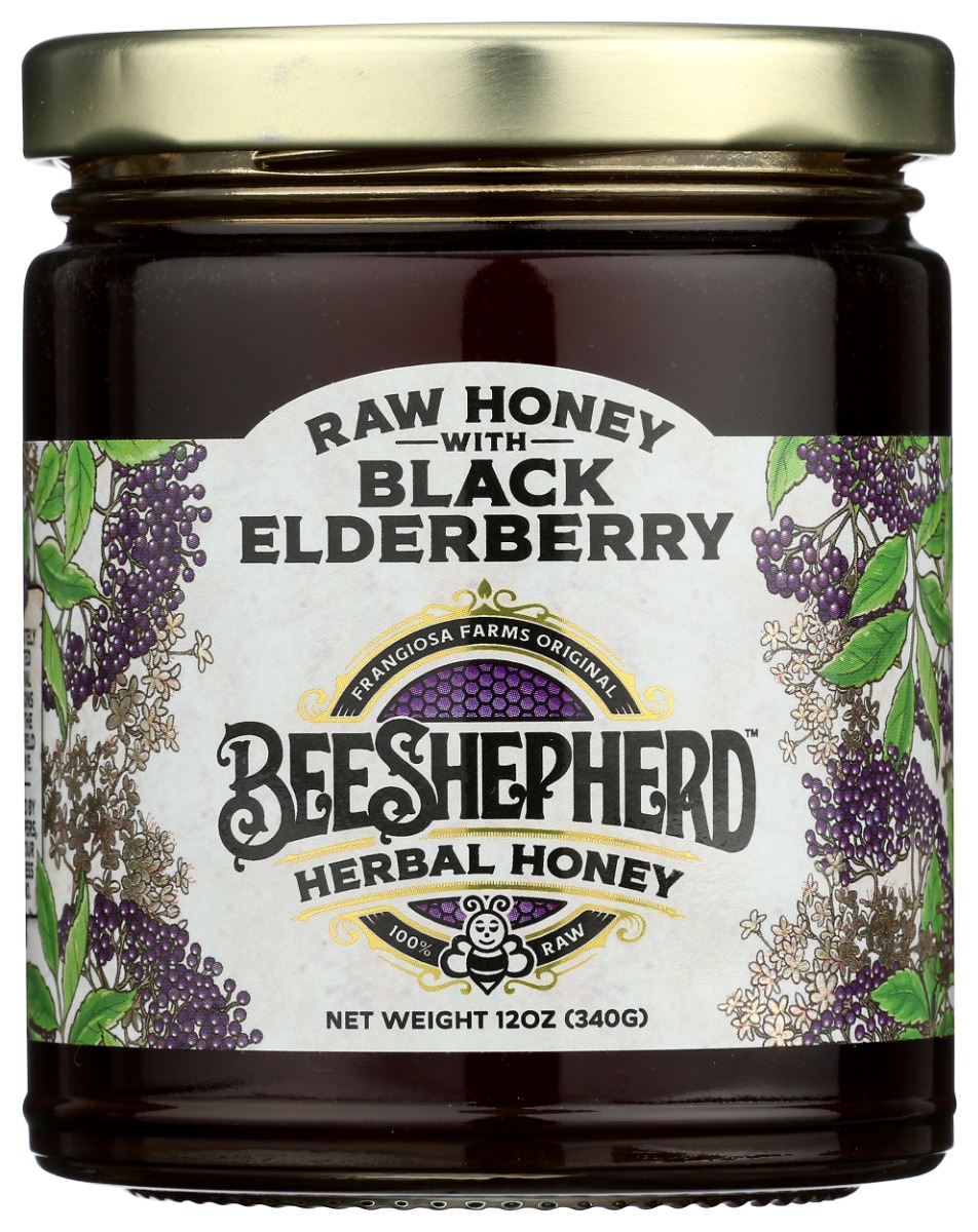 Picture of Bee Shepherd KHRM02304657 12 oz Black Elderberry Raw Honey