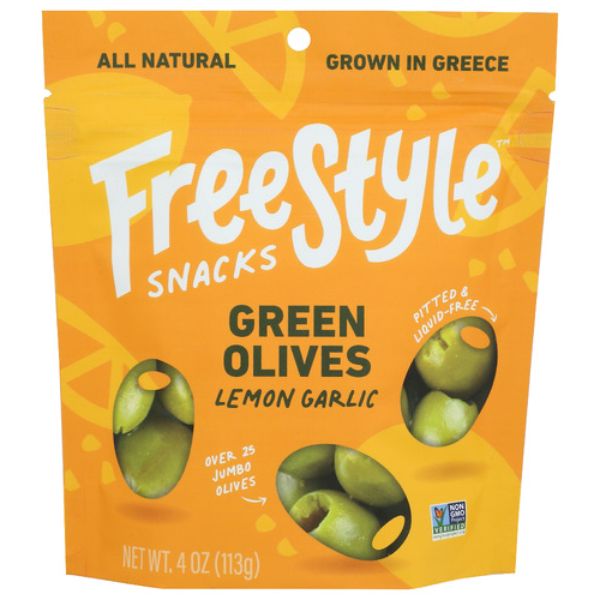 Picture of Freestyle Snacks KHRM00399814 4 oz Lemon & Garlic Green Olives