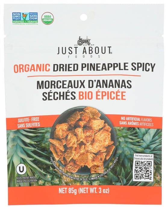Picture of Just About Foods KHRM02304584 3 oz Organic Dried Pineapple Spicy Pieces