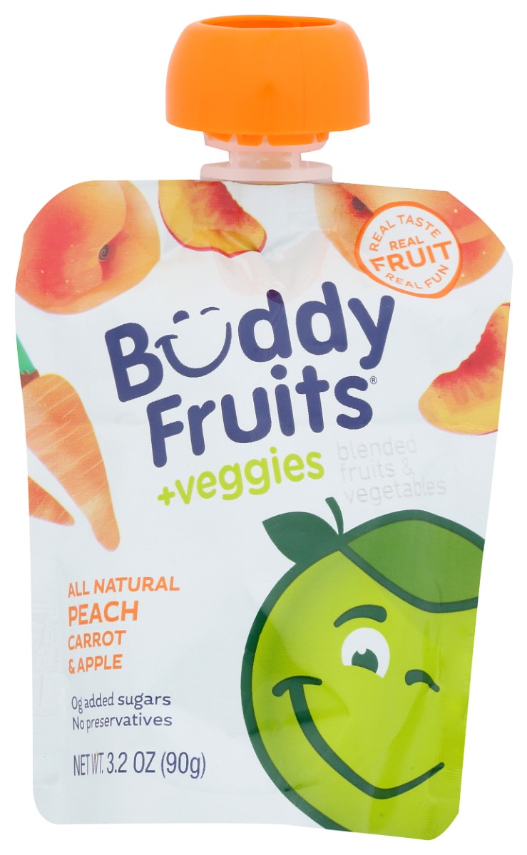 Picture of Buddy Fruits KHLV02306718 3.2 oz Peach Carrot & Apple Blend Fruits & Vegetables