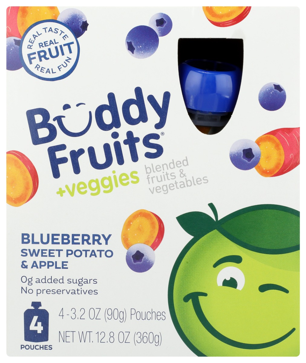 Picture of Buddy Fruits KHLV02306799 12.8 oz Blueberry Sweet Potato & Apple 4 Pouches Blended Fruits & Vegetables