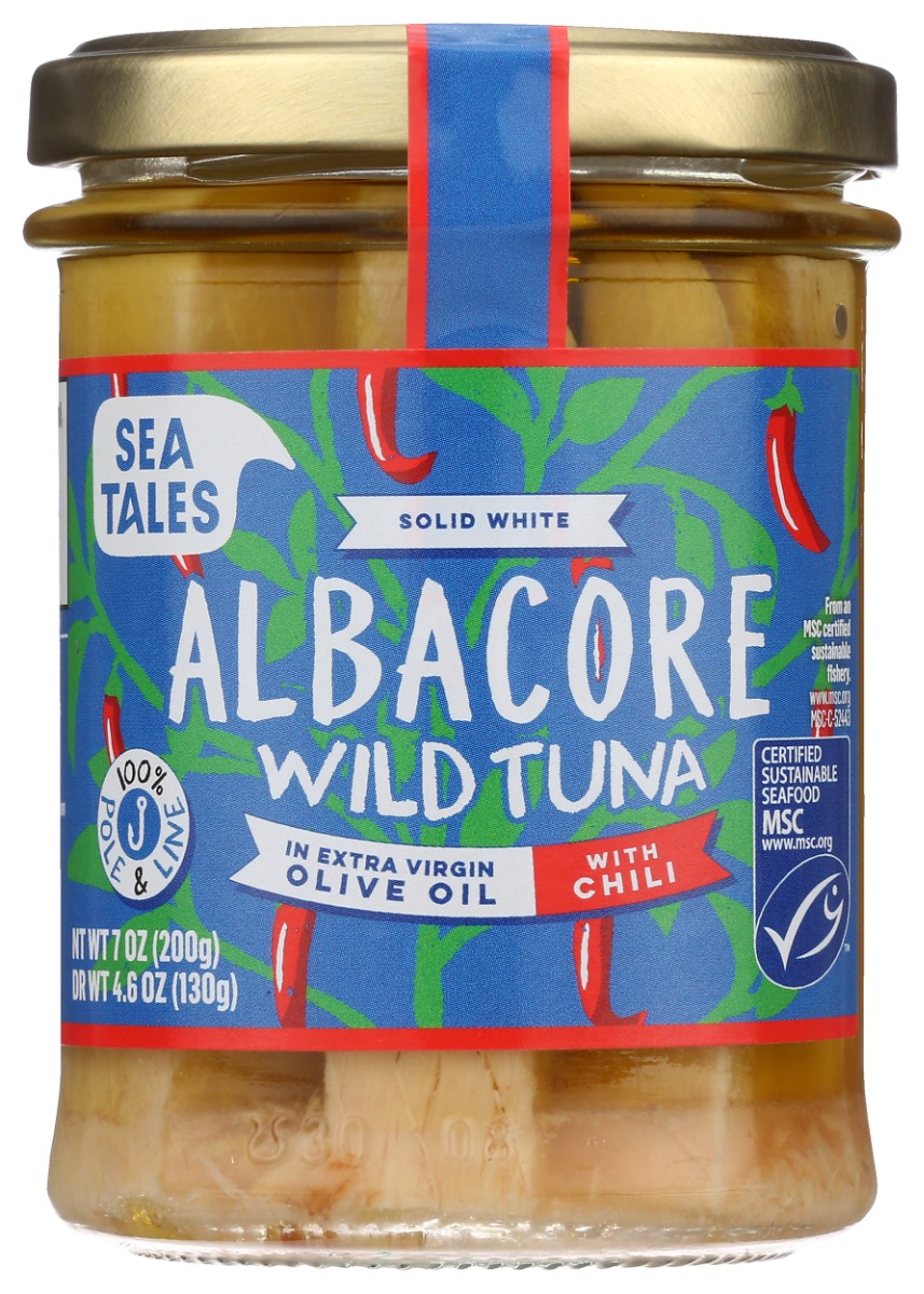 Picture of Sea Tales KHCH02300427 7 oz Albacore Wild Tuna Extra Virgin Chili Olive Oil