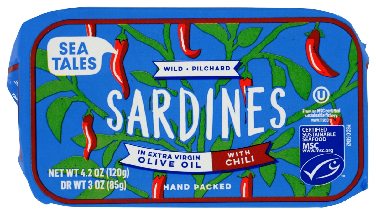 Picture of Sea Tales KHCH02300438 4.2 oz Sardines in Extra Virgin Olive Oil with Chili