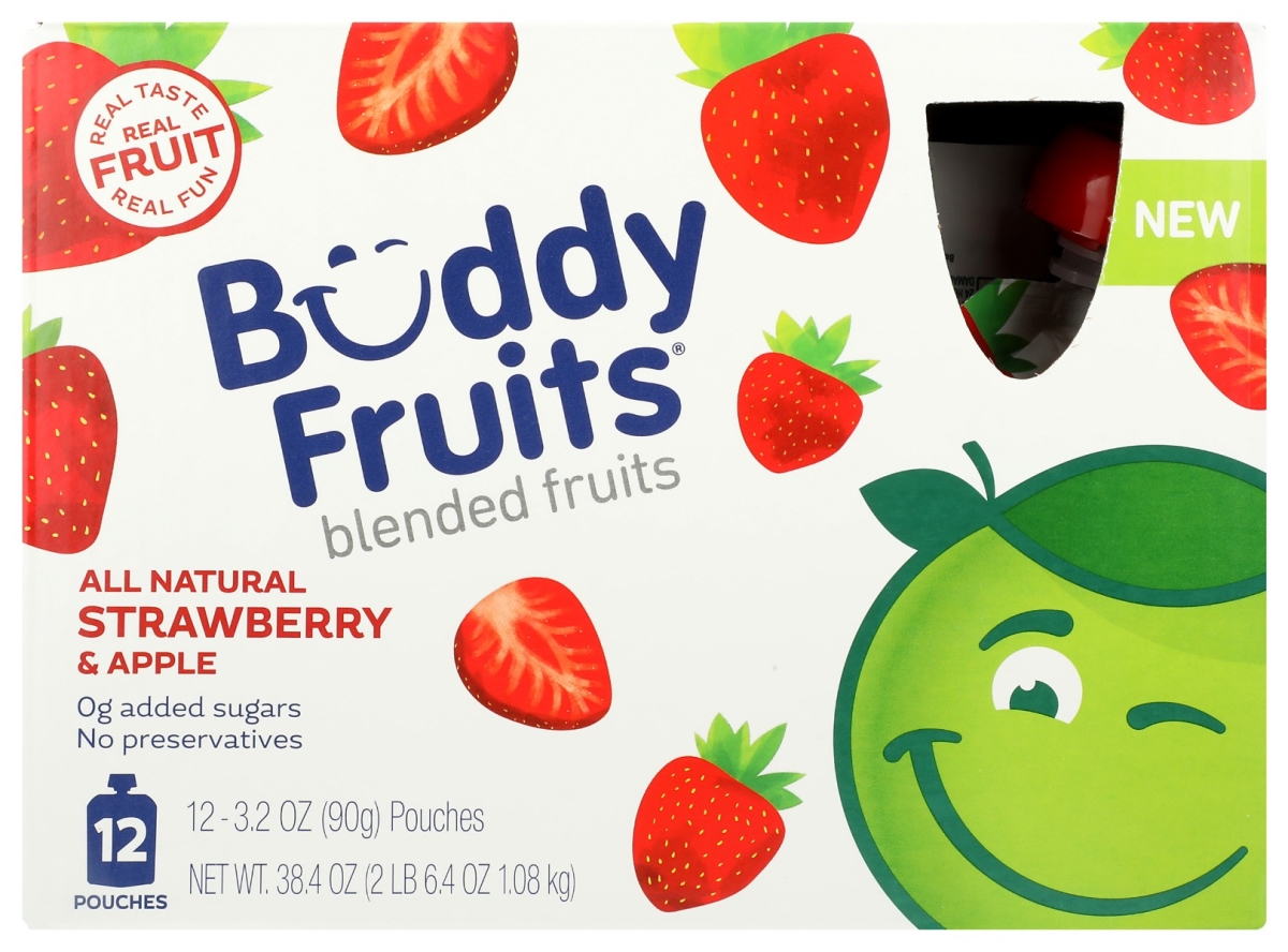 Picture of Buddy Fruits KHLV02306806 38.4 oz Strawberry & Apple 12 Pouches Blended Fruits