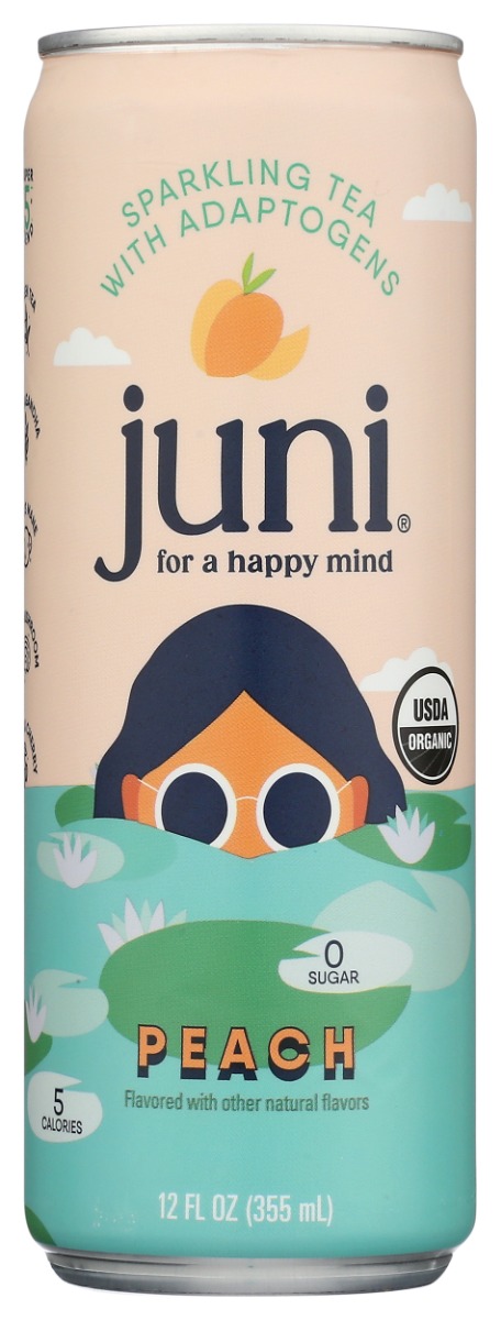 Picture of Juni KHLV02316089 Peach Sparkling Tea with Adaptogens - 12 fl oz