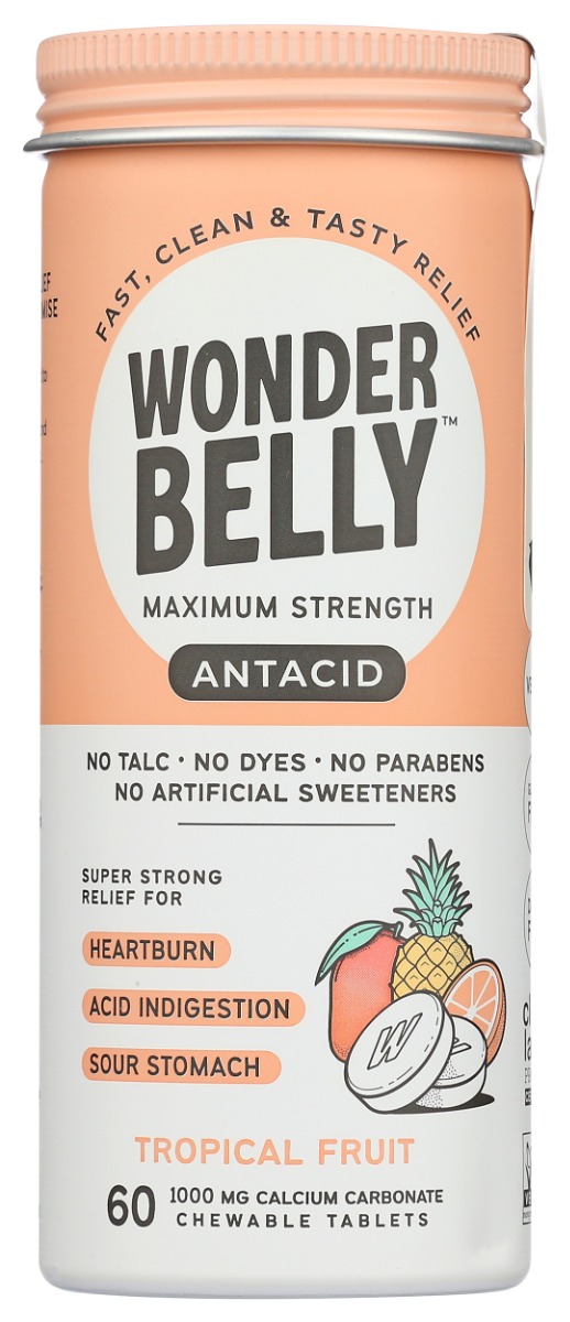Picture of Wonderbelly KHLV02316547 Tropical Fruit Antacid Effective Heartburn & Instant Acid Indigestion Relief Capsules&#44; 60 Count