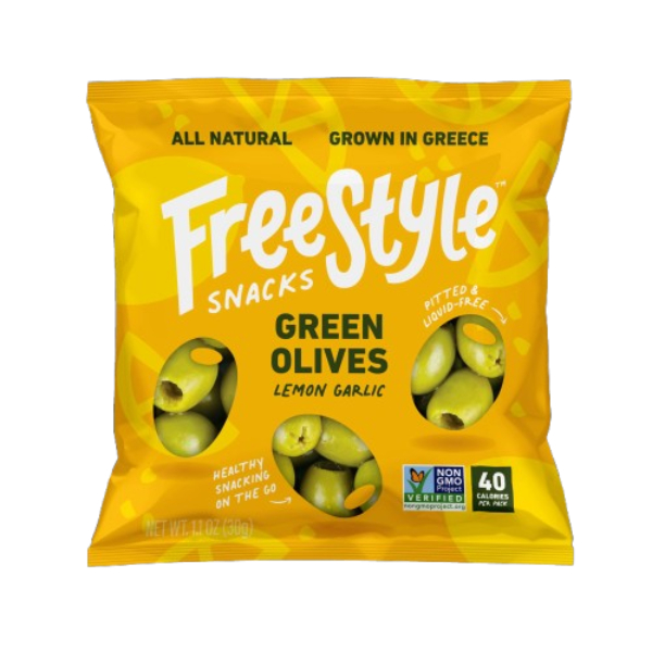 Picture of Freestyle Snacks KHLV02413990 1.1 oz Lemon Garlic Green Olives