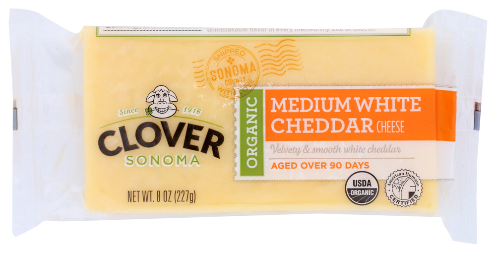 Picture of Clover Sonoma KHCH00372848 8 oz Organic Medium White Cheddar Cheese Block