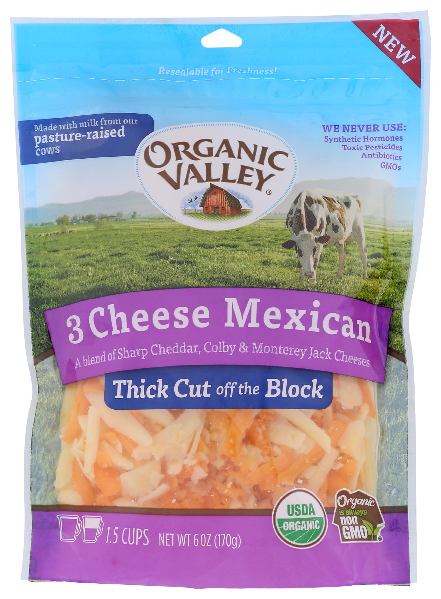 Picture of Organic Valley KHCH00355137 6 oz Mexican Style Thick Cut Shredded Cheese