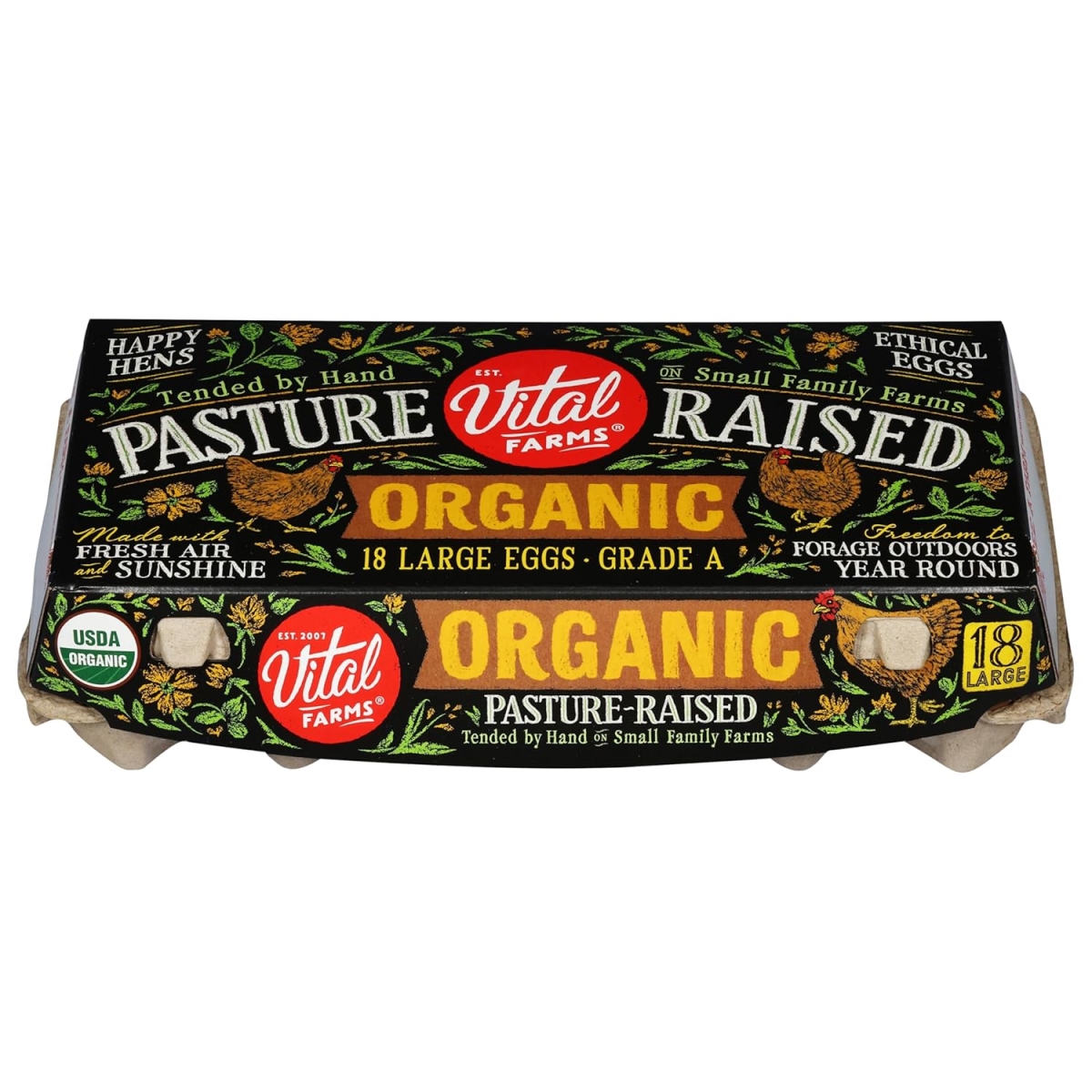 Picture of Vital Farms KHCH00383526 Organic Pasture-Raised Eggs - Large - 18 Count
