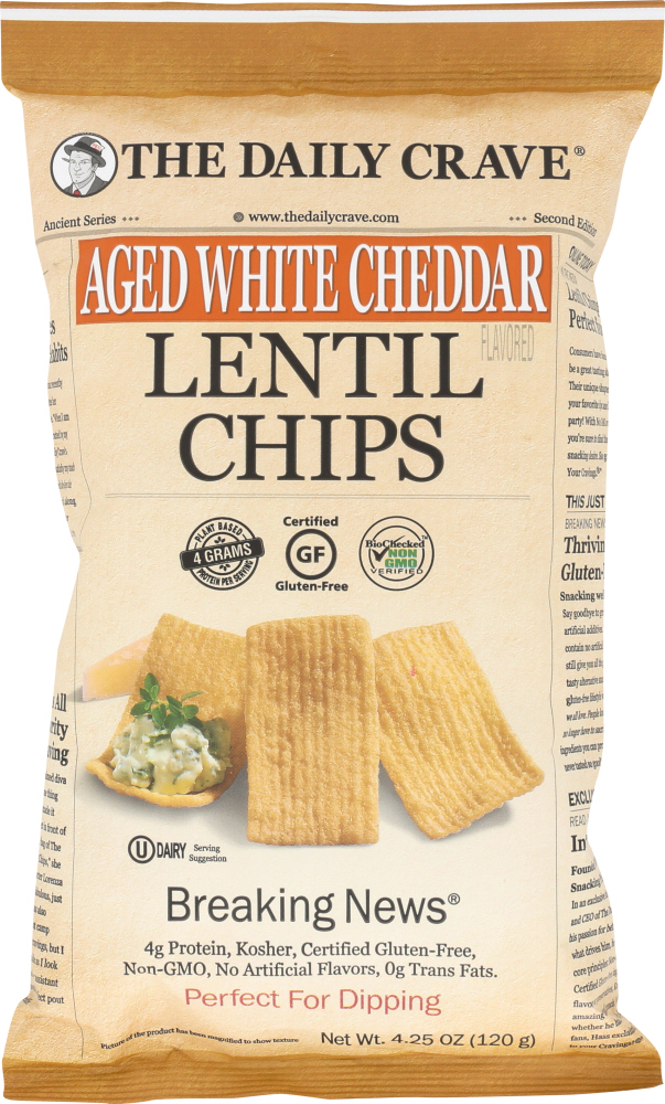 Picture of The Daily Crave KHFM00328292 Aged White Cheddar Lentil Chips, 4.25 oz