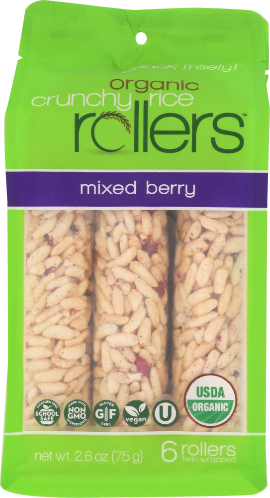 Picture of Chef Bobo Brand KHFM00318933 2.6 oz Organic Crunchy Rice Rollers Pouch Mixed Berry